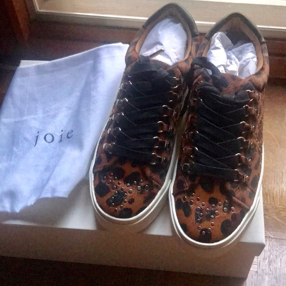 New Joie leopard print calf skin sneakers real
